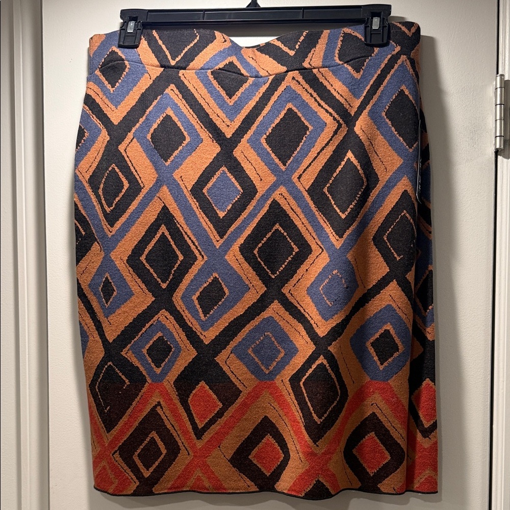 NIC+ZOE Diamond Pattern Pencil Skirt - Orange and Blue